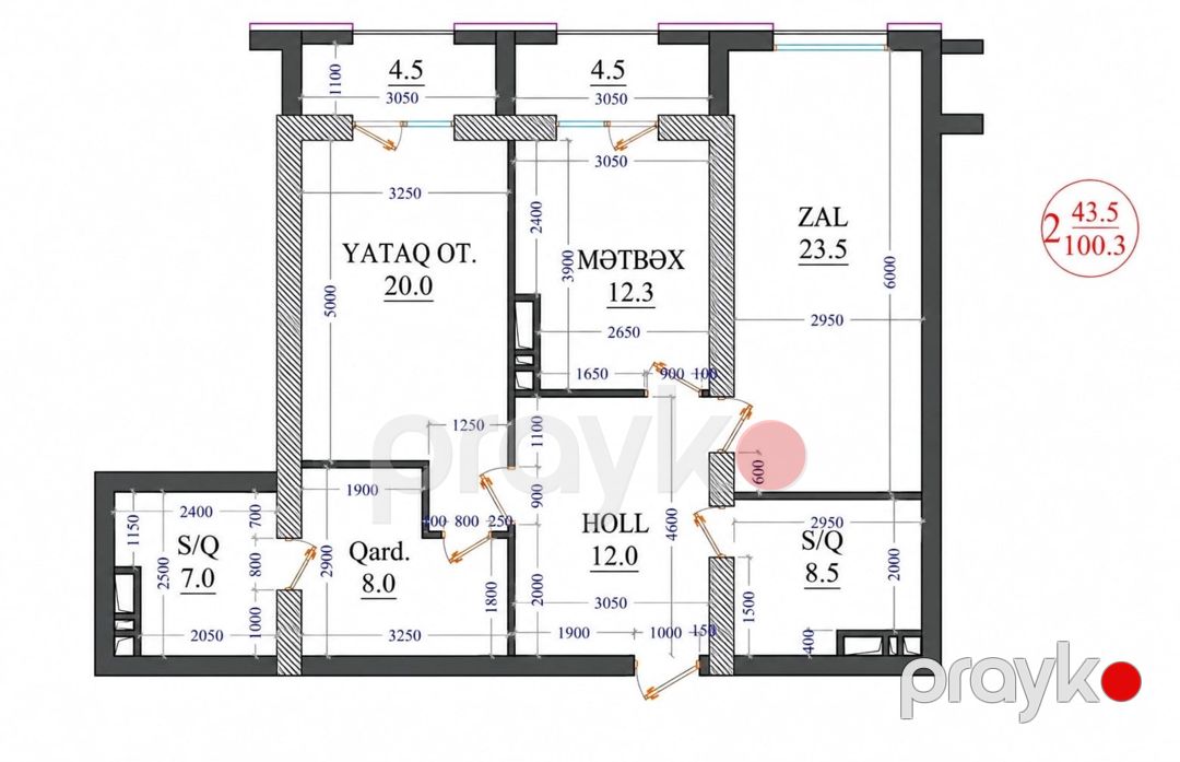Satılır 2 otaqlı yeni tikili 100 m² — Mənzil, Bakı (5)