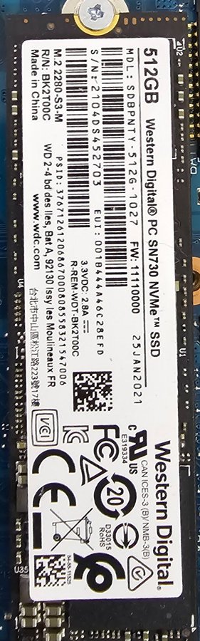 SSD 512GB — Western Digital PC SN730 (Çox sürətli) — Gəncə