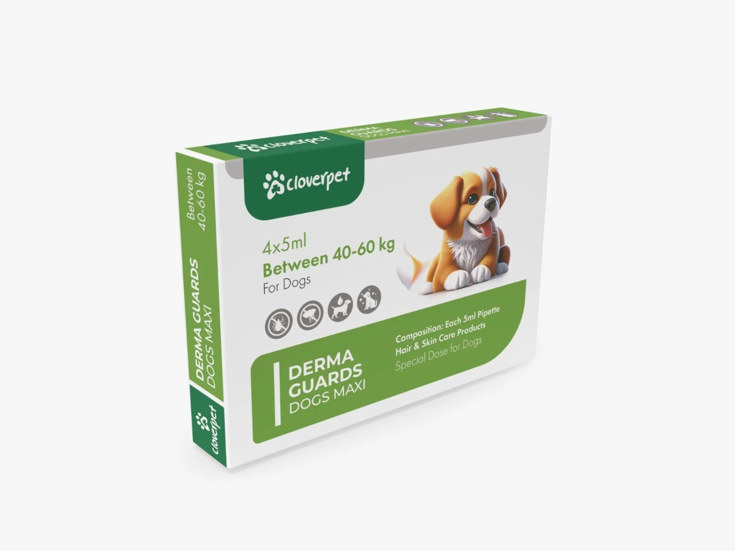 Cloverpet Derma Guards Köpək tükü və dəri baxımı üçün itlər üçün uzun saç və dəri, 1 pipet, 40-60 kq — 4 x 5 ml — Bakı