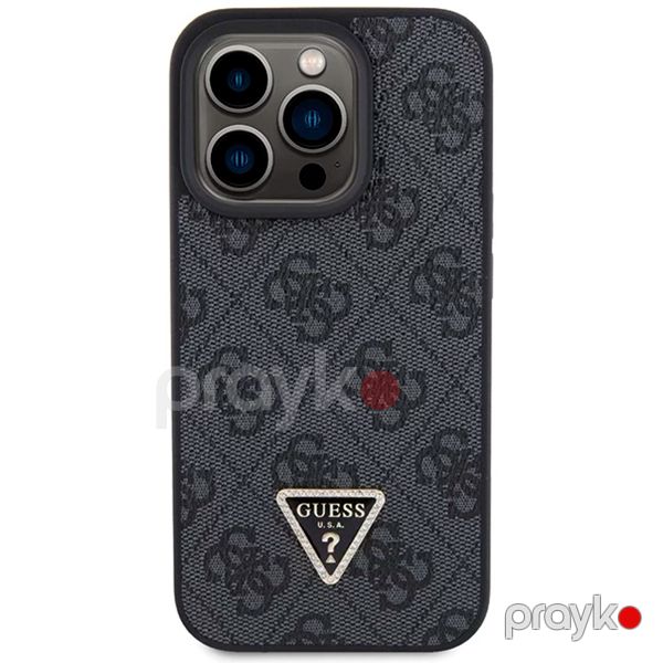 Guess PU Leather Case with 4G Triangle Strass & Triangle Logo for iPhone 15 Pro Max Black — Mallar, Bakı (3)