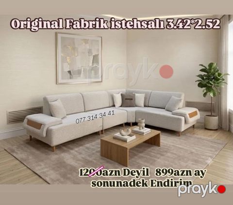 “Original Fabrik istehsalı” künc divan Endirim - Ölçü: 3.42 m x — Bakı