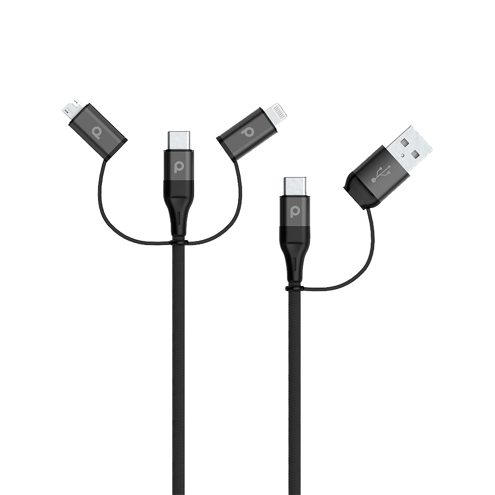 Porodo All in One Aluminium Braided Cable Black — Bakı