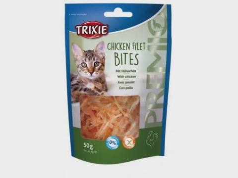 Trixie «Chicken Filet Bites», qurudulmuş toyuq filesi, mükafat yeməyi, 50 q — Cats