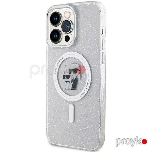 Karl Lagerfeld Magsafe IML with Karl & Choupette Heads Glitter Case for iPhone 15 Pro Max Clear — Mallar, Bakı (2)