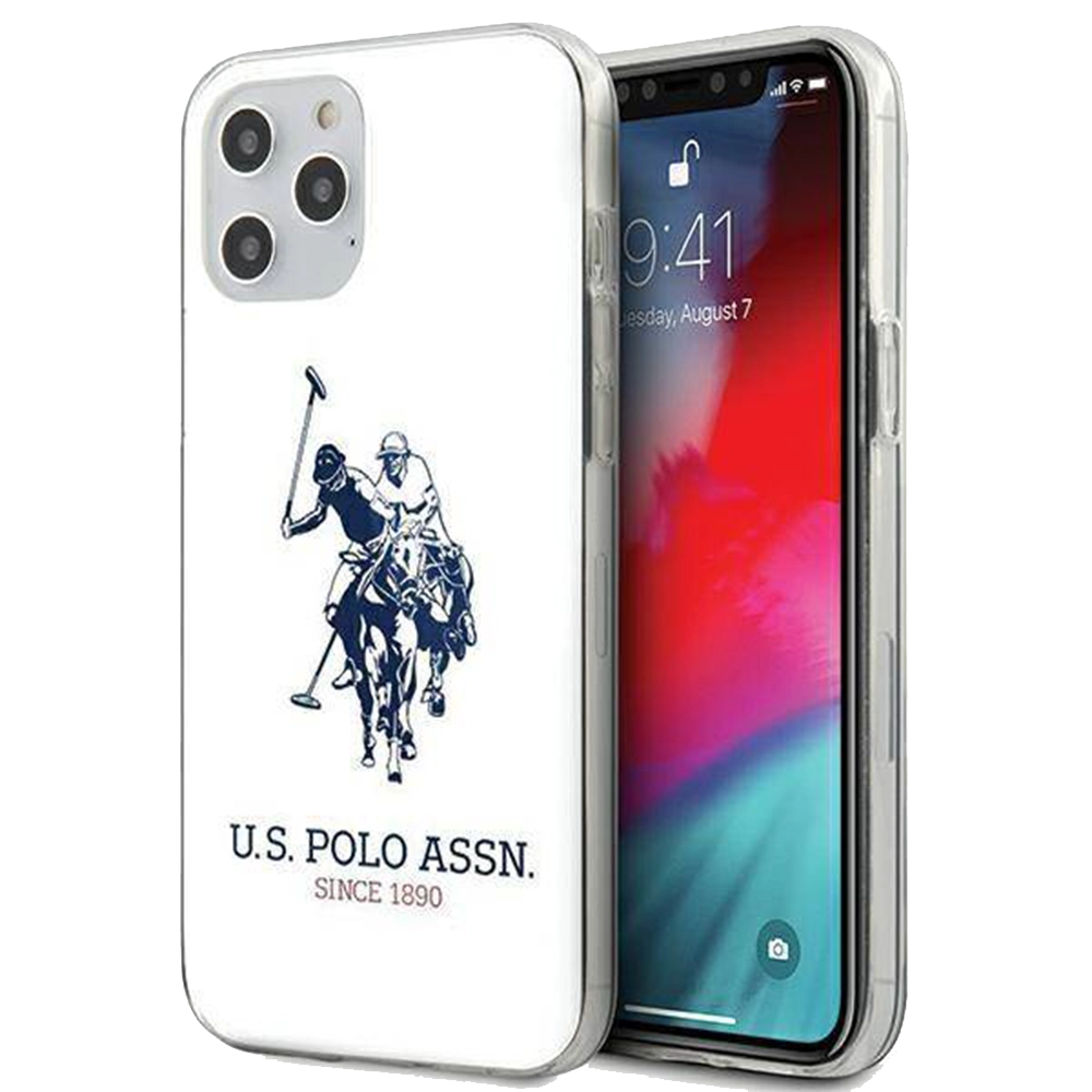 US Polo Case Apple iPhone 12 12 Pro Shiny Big Logo USHCP12MTPUHRWH White — Bytelecom.az