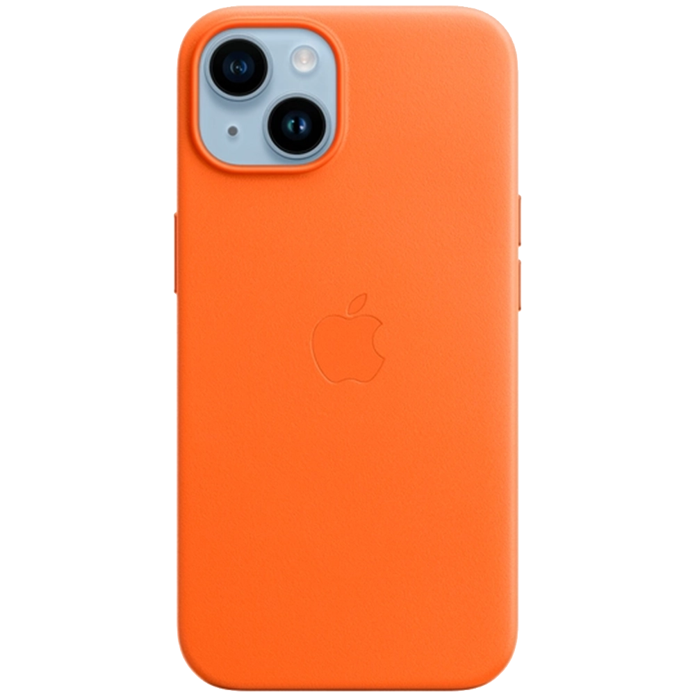 Apple Leather Case MagSafe iPhone 14 (MPP53) Orange — Bakı
