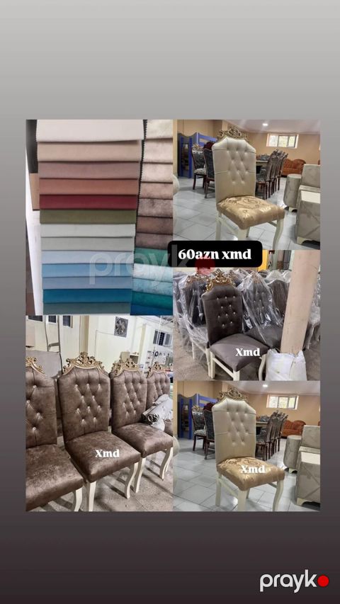 Klassik üslubda yumşaq oturacaqlı stullar - Model: yüksək bel — Bakı