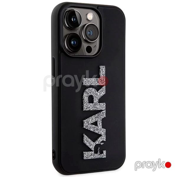 Karl Lagerfeld 3D Glitter Karl Logo Case for iPhone 15 Pro Max Black — Mallar, Bakı (4)