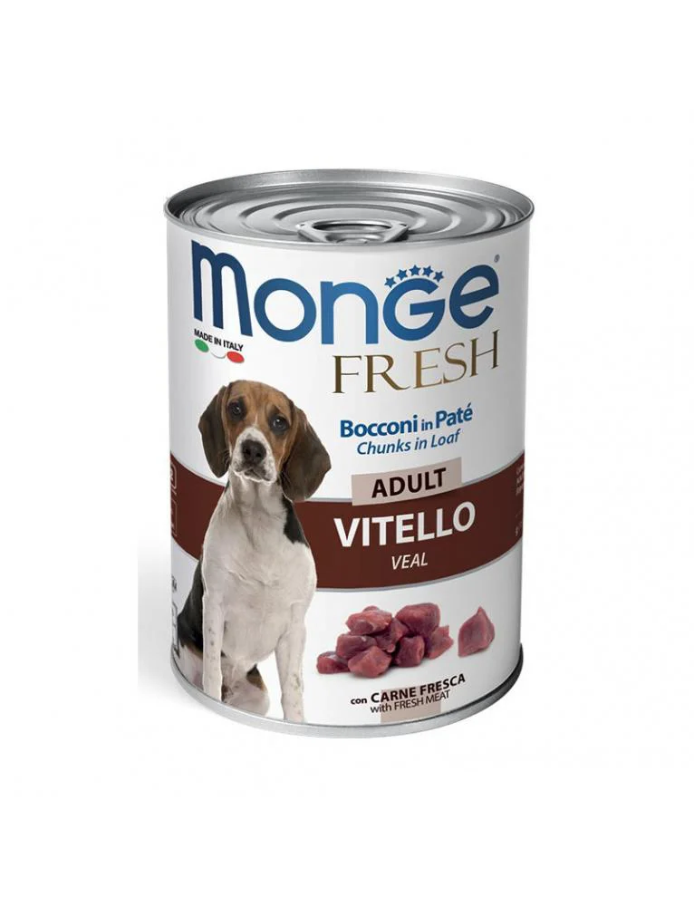 Monge Fresh Adult Vitello Veal ilə mal əti ilə yetkin itlər üçün, super premium keyfiyyətli 400 g