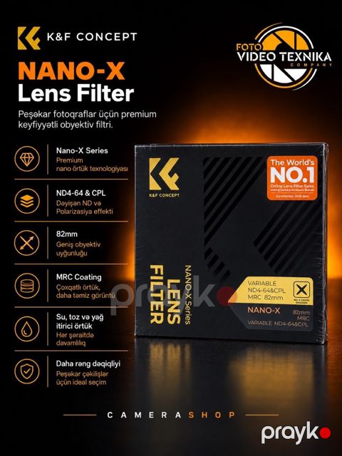 K&F Concept Nano-X 82mm Variable ND4–64 & CPL — Bakı