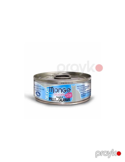 Nəm yem Monge Delicate pişiklər üçün kalmar ilə yumşaq toyuq parçaları 80 q — Bakı
