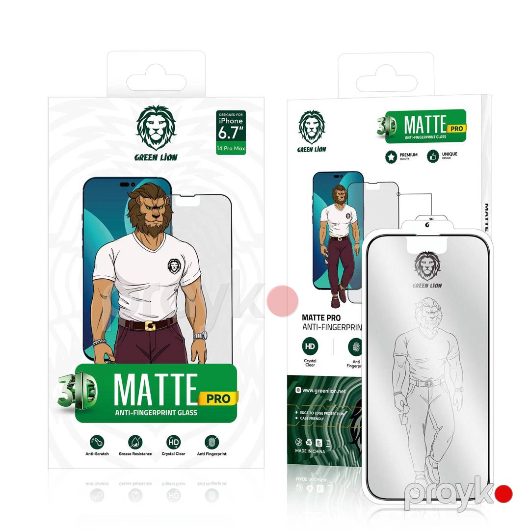 Green 3D AG/Matte HD Glass Screen Protector for iPhone 14 Pro Max 6.7" Clear — Mallar, Bakı (4)
