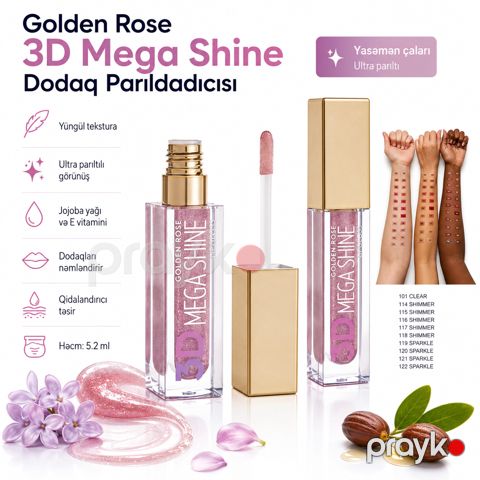 Dodaq üçün parıldadıcı No Brand 3D Mega Shine 121 Sparkle, 5.2 ml — Bakı