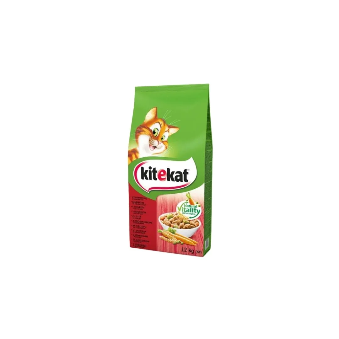 Kitekat, pişiklər üçün tam quru yem, mal əti və tərəvəzlə (çəki ilə)