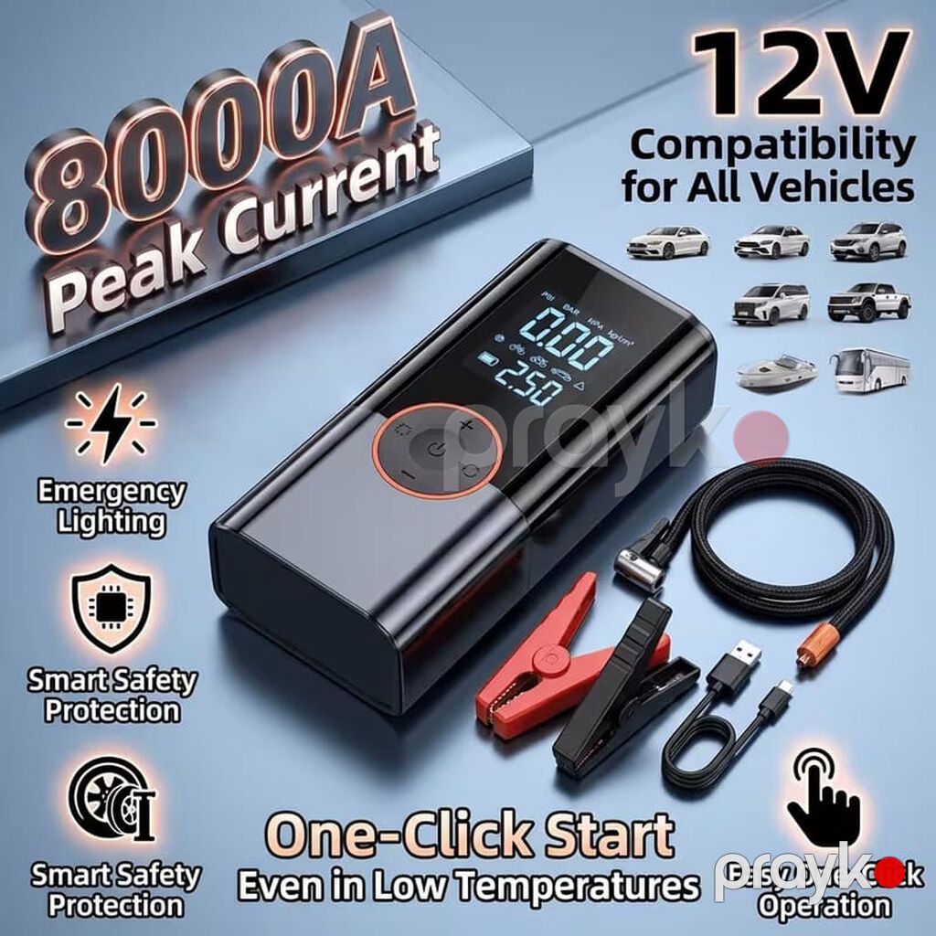 Jkuoo Avtomobil Akkumulyatoru Starteri, 180 PSI Hava Pompası ilə, 5.0 — Avtomobil aləti, Bakı (7)