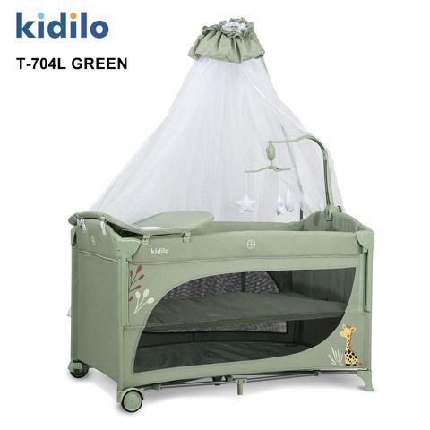 Manej-çarpayı Kidilo T-704L, yaşıl, 120x60x74 sm — Bakı