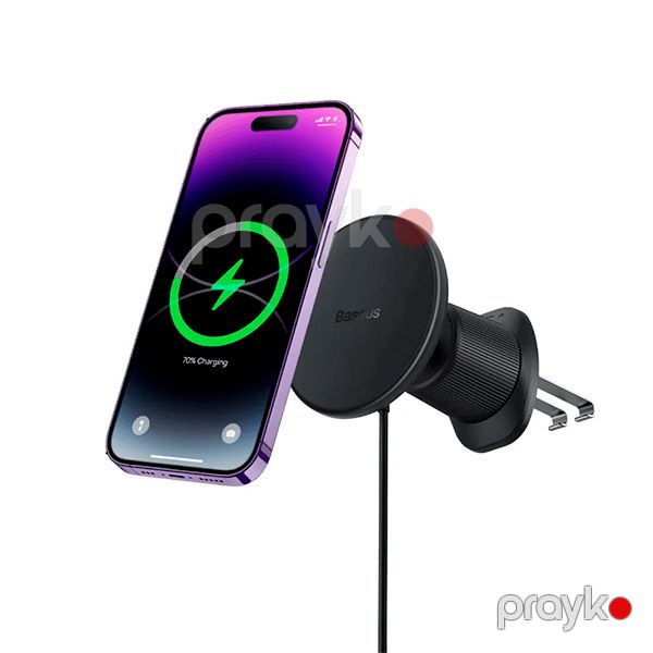 Holder Baseus CW01 Magnetic Wireless Charging Car Mount 15W Black — Mallar, Bakı (3)