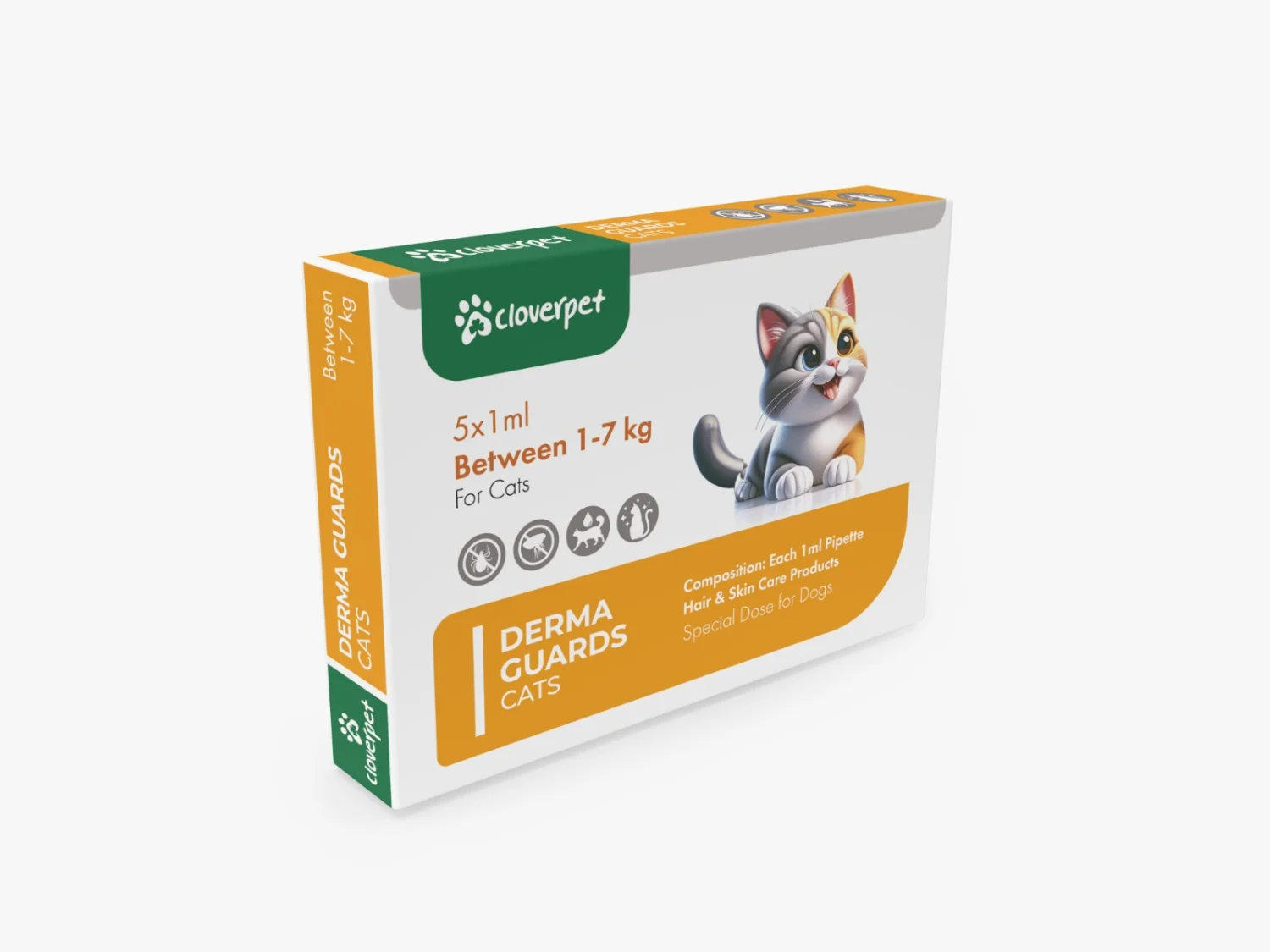Cloverpet Derma Guards Cat’s, pişiklərin tük və dərisini təmizləmək üçün, 1 pipet, 1-7 kq — 5 x 1 ml — Bakı