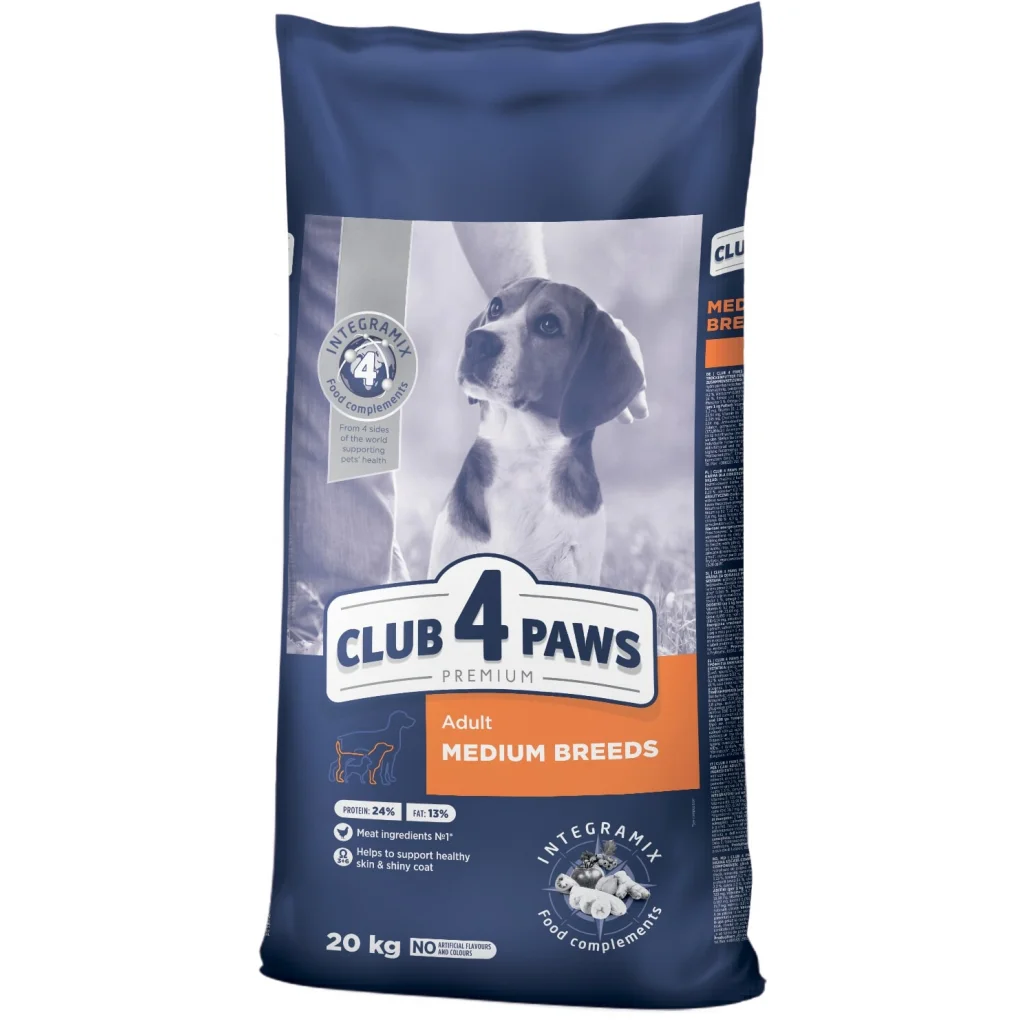 Club 4 Paws Adult Medium Breeds, orta cinsli yetkin itlər üçün ət tərkibli quru yem (çəki ilə) — Bakı