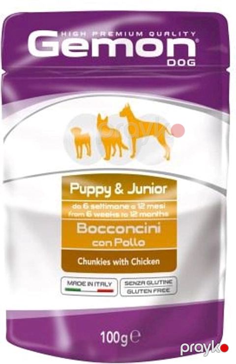 Nəm yem Gemon Pouch Dog Puppy & Junior küçüklər üçün, toyuq dadı ilə, 100 q — Bakı