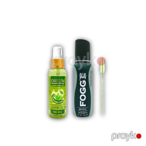 Bədən üçün kosmetika dəsti (bədən üçün mist Ossum Green Tea 120 ml + bədən üçün sprey Fogg Reveal 120 ml + fırça) — Bakı