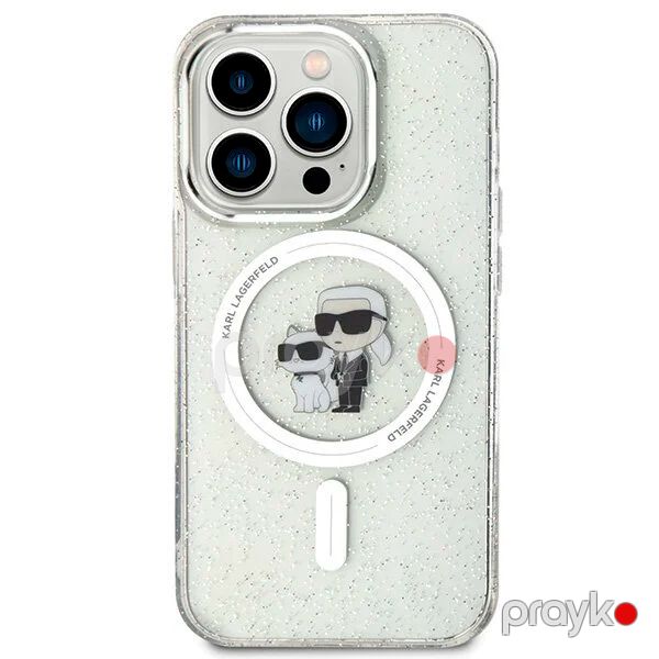 Karl Lagerfeld Magsafe IML with Karl & Choupette Heads Glitter Case for iPhone 15 Pro Clear — Mallar, Bakı (2)