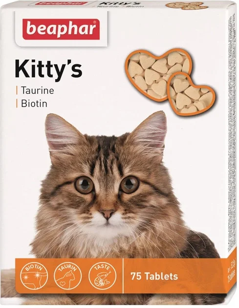 Beaphar Kitty’s Taurine-Biotin, pişiklər üçün taurin və biotin tərkibli qida əlavəsidir, 75 tablet — Bakı