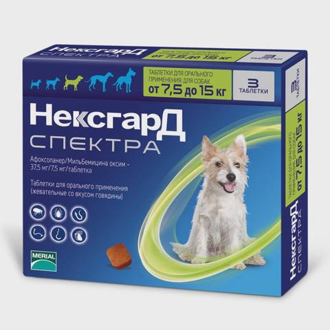 Nexgard Spectra, çəkisi 7,5-15 kq olan itlər üçün çeynəmə tableti, 1 ədəd — Pet supplies