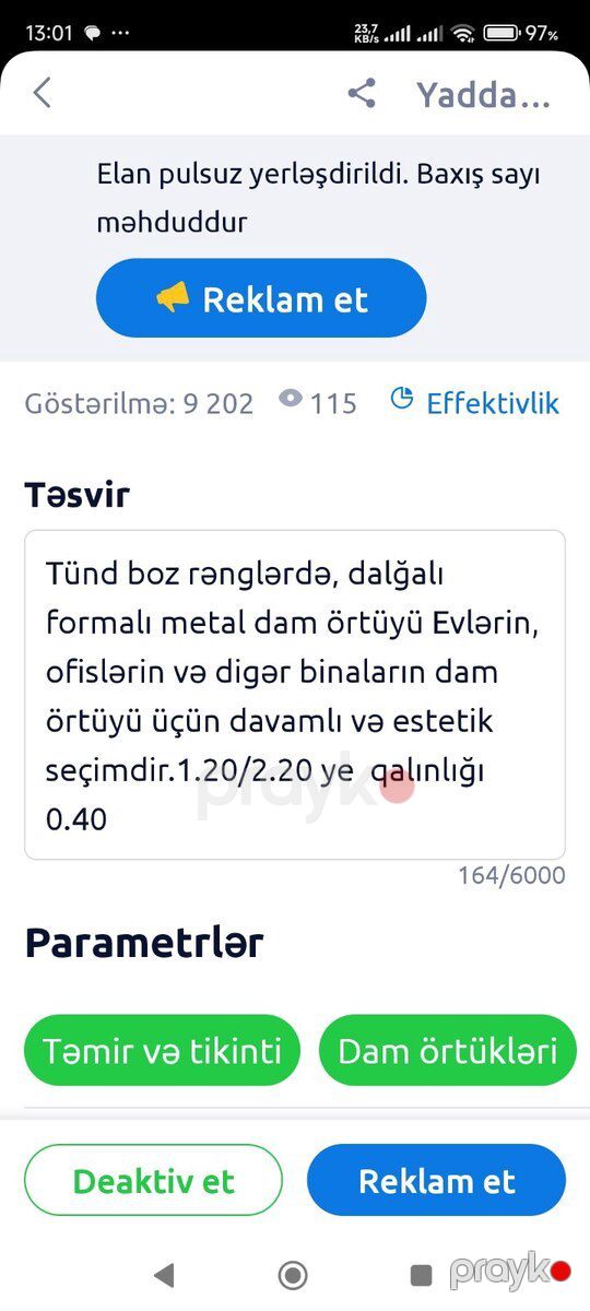 Dam örtükləri — Təmir və inşaat, Yevlax (3)