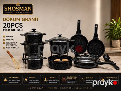 Qazan dəsti Shosman MGR-S0005, qranit, 19 parça — Bakı