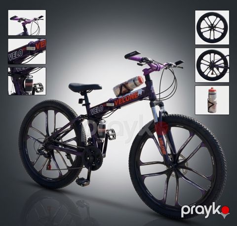 Qatlanan velosiped Velone 26", qara/bənövşəyi — Bakı