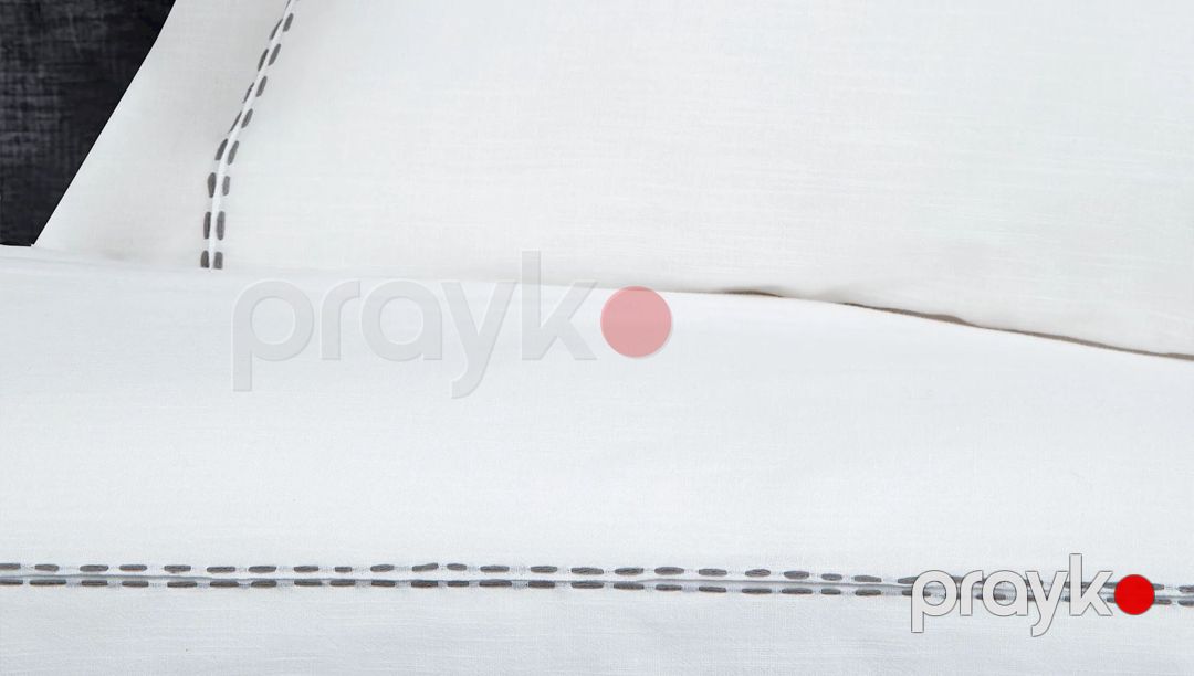 Yataq dəsti Yataş King XL, yorğan üzü 220х240 sm, mələfə 240х280 sm, yastıq üzü 50x70 sm (2 əd), ikinəfərlik, kətan/pambıq, ağ/qara — Mallar, Bakı (3)