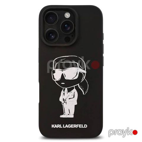 Karl Lagerfeld TPU Silicone Hard Case with ikonik Graffiti Logo For iPhone 16 Pro (KLOHCP16LPNYKGRTK) Black — Bakı