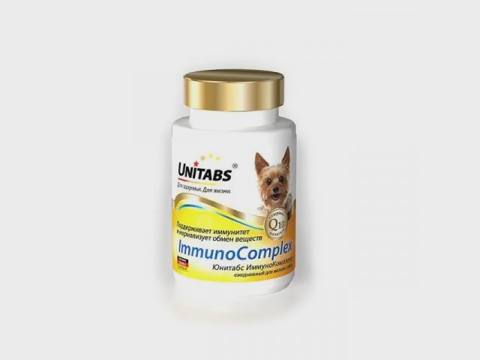 Unitabs Immuno Complex, 1 yaşdan 7 yaşa qədər kiçik itlər üçün, 100 tablet — Pet supplies