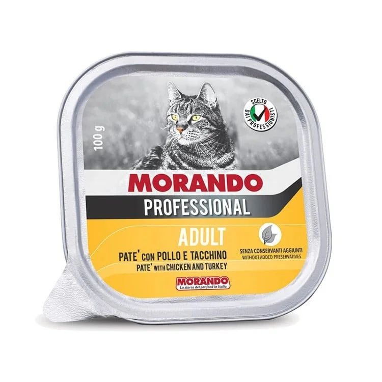 Morando Professional, yetkin pişiklər, toyuq və hinduşka paşteti üçün yaş yem, 100 q — Zoo.az — Cats