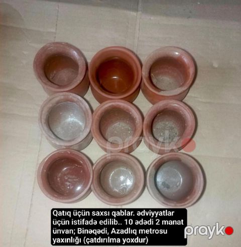 Saxsı qablar – qatıq və ədviyyat üçün - Material: təbii — Bakı