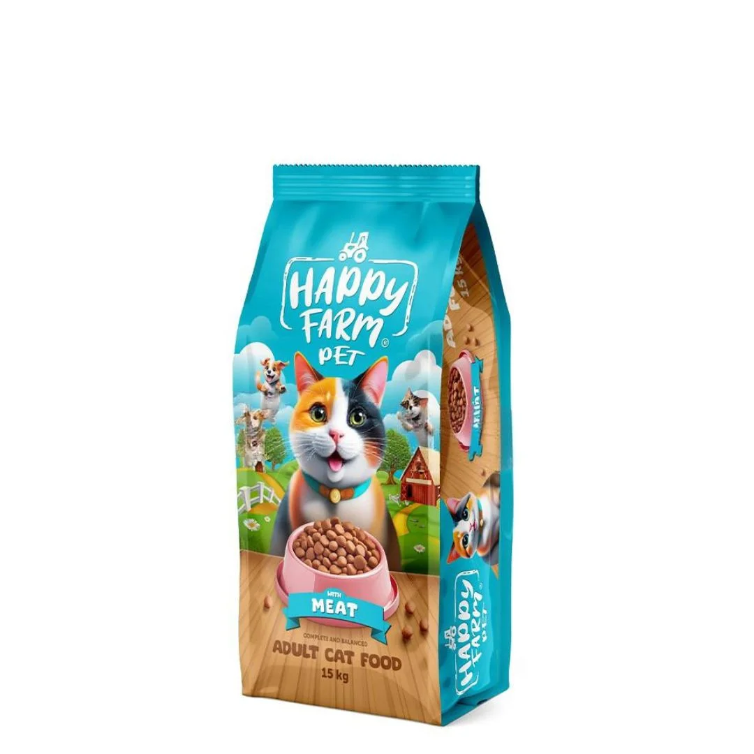 Happy Farm Pet with Meat, böyüklər üçün mal əti dadlı quru pişik yemi (çəki ilə) — Bakı