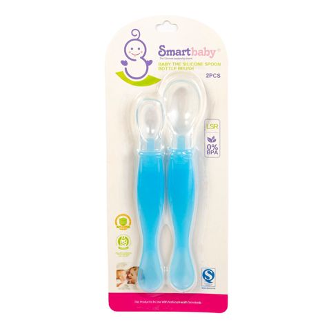 Körpələr üçün silikon qidalandırma qaşığı Smart Baby, mavi, 2 əd — Bakı