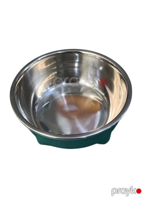 Pişiklər və itlər üçün kasa K522-8, plastik/metal, yaşıl — Bakı