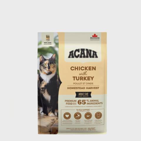 Acana Homestead Harvest Cat, pişiklər üçün toyuq və hinduşka dadlı quru yem, 340 q — Мышыктар