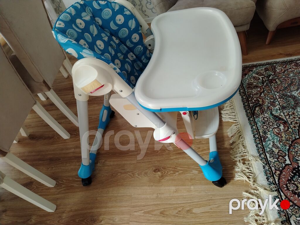 Uşaq üçün yemək stulu - Təkərlərli, dayanıqlı metal-plastik — Qidalandırma stulları, Sumqayıt (6)