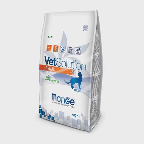 Monge VetSolution Renal, kəskin və ya xroniki böyrək çatışmazlığı olan pişiklərdə böyrək funksiyasını dəstəkləmək üçün tam rasionlu pəhriz yemi, 400 q — Cats