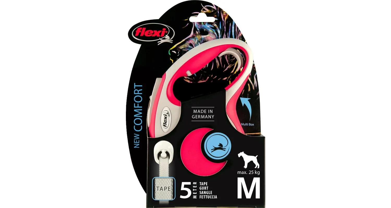 25 kq-a qədər itlər üçün Flexi New Comfort Cord M Tape 5 m geri çəkilə bilən qayış (Qırmızı) — Bakı
