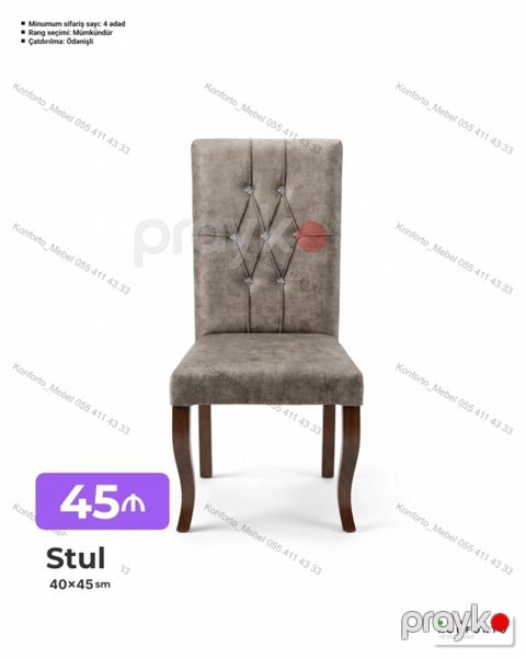 Stul – 40×45 sm - Yumşaq, toxumalı parça üzlüyü ilə rahat oturacaq və — Bakı