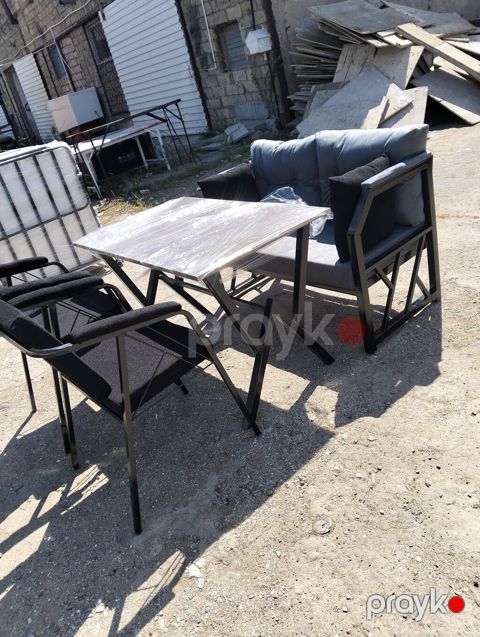 Açıq havada istirahət üçün 4 nəfərlik metal karkaslı mebel dəsti — Bakı