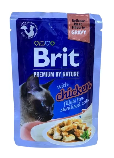 Sterilizasiya olunmuş pişiklər üçün Brit Premium Cat Zərif Filetosu Toyuqlu Sousda (85 q) — Bakı