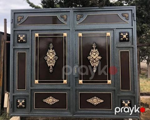 Metall darvaza – dekorativ döymə elementli - Material: qalın divarlı — Digah