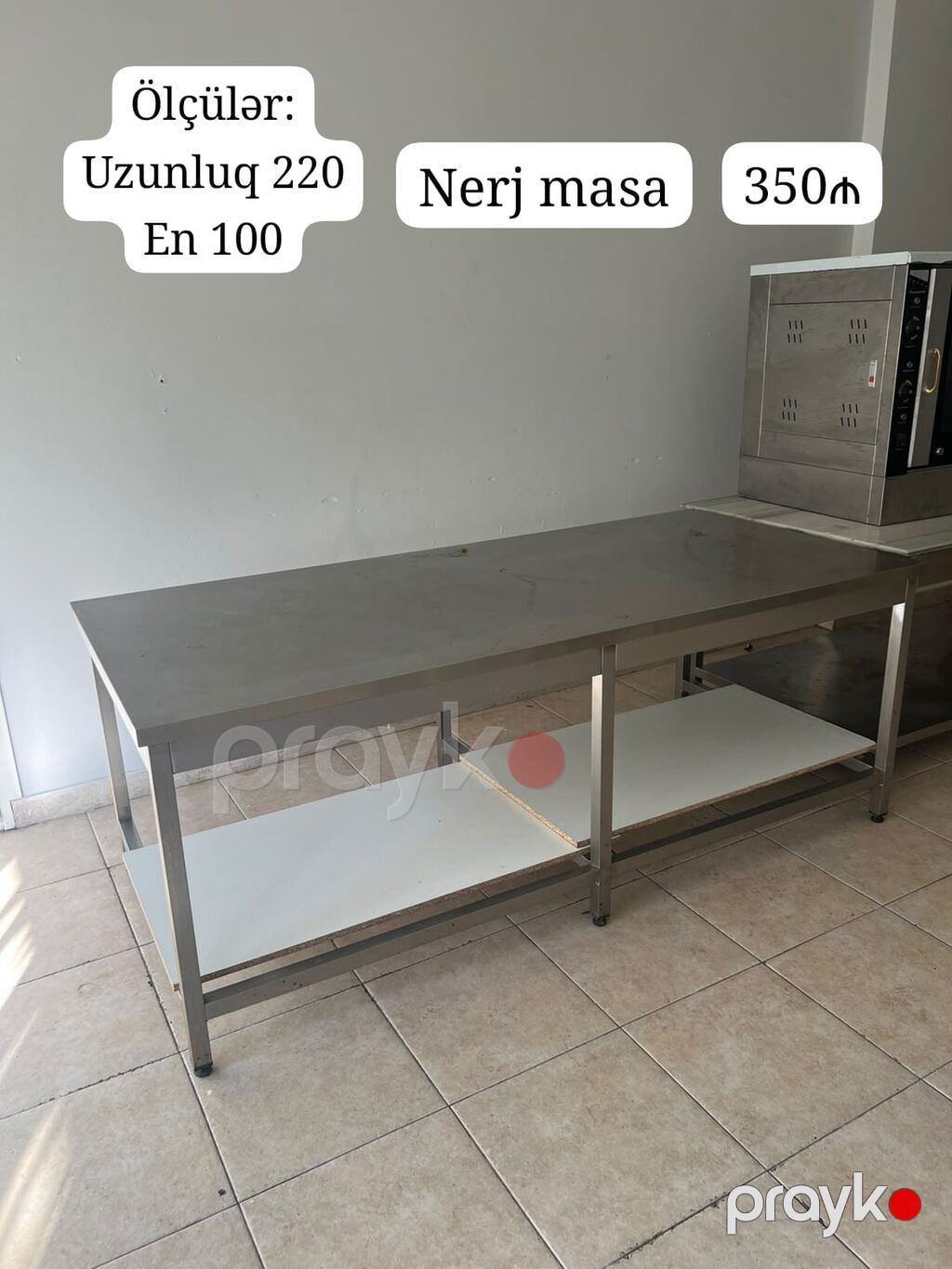 Nerj (paslanmayan polad) iş masası - Ölçülər: Uzunluq 220 sm - En — Digər, Bakı (2)