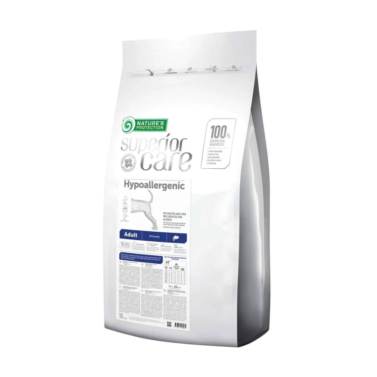 Nature’s Protection Superior Care Hypoallergenic Grain Free Adult All Breeds, allergiyaya meylli yetkin itlər üçün taxılsız quru yem (bütöv kisə, 10 kq) — Bakı