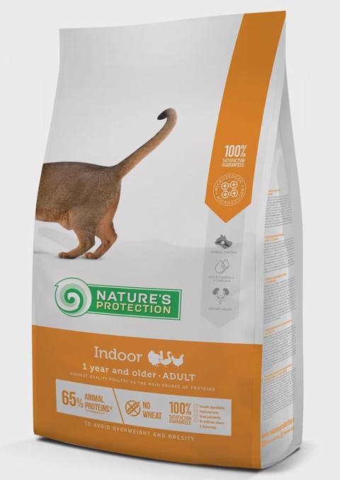 Nature’s Protection Indoor Adult, pişiklər üçün quru yem, quş əti dadı ilə (çəki ilə) — კატები